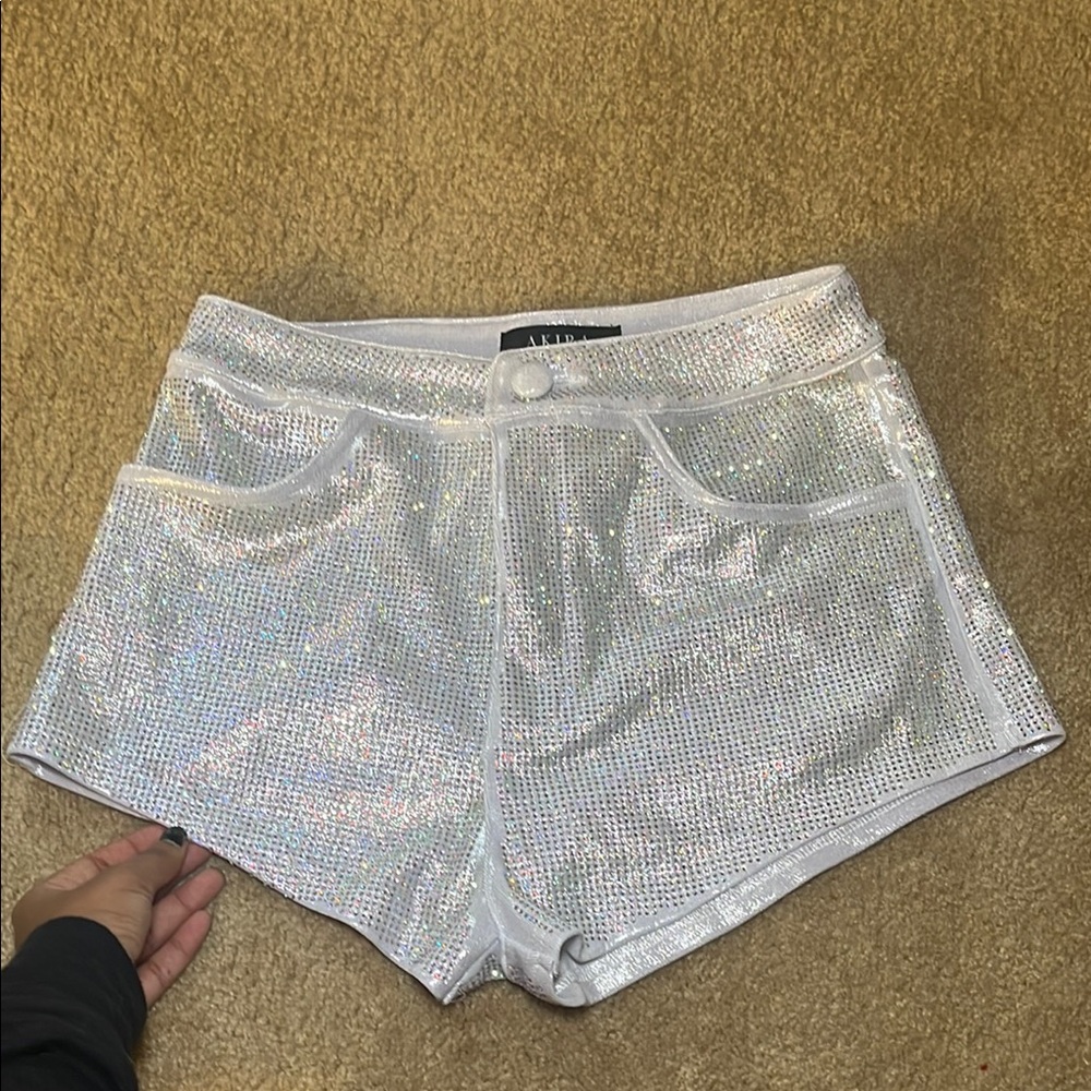 AKIRA Shimmering Silver Women's Shorts